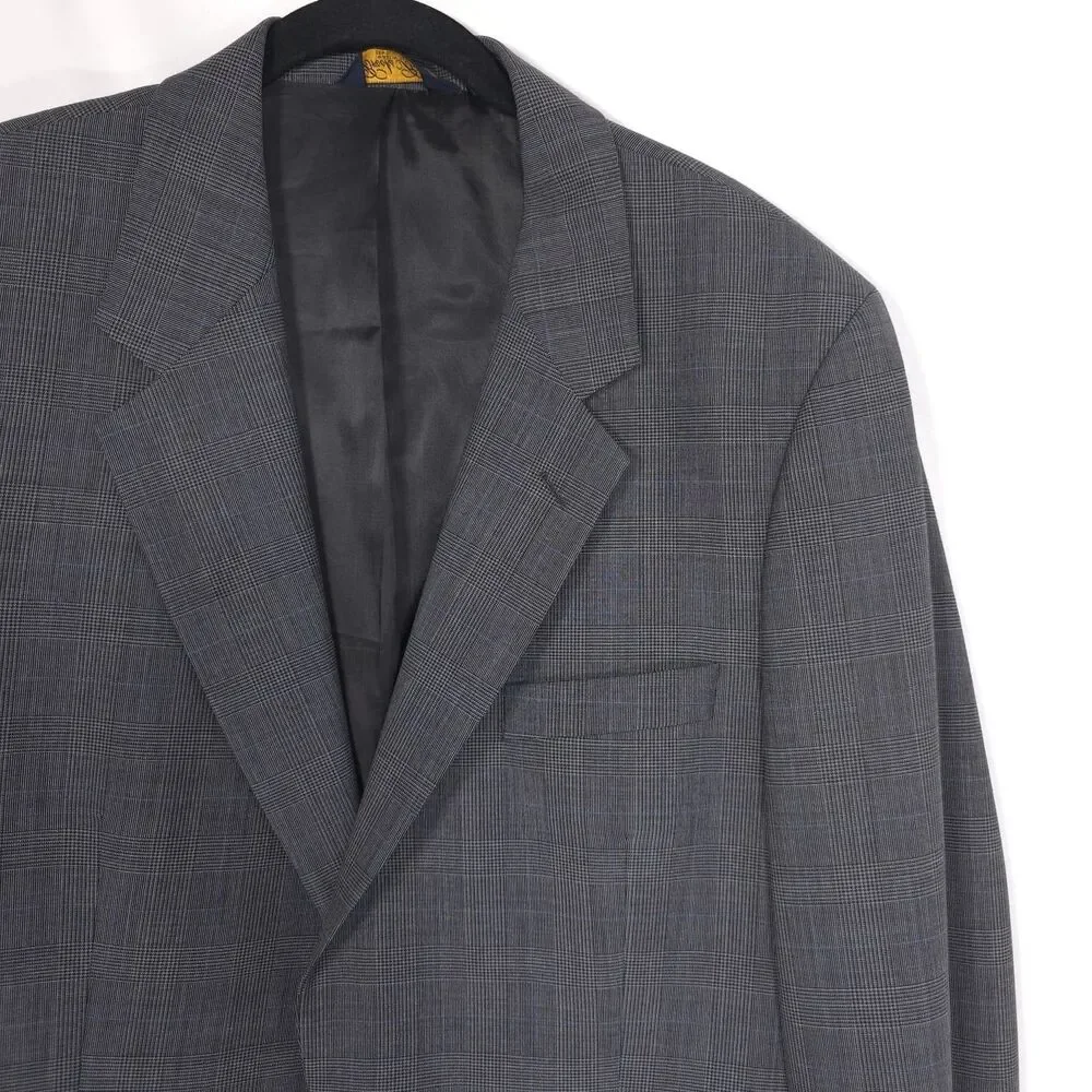BROOKS BROTHERS Mens Brooksease Gray Glen Plaid Wool Blazer 42L Sport Coat‎